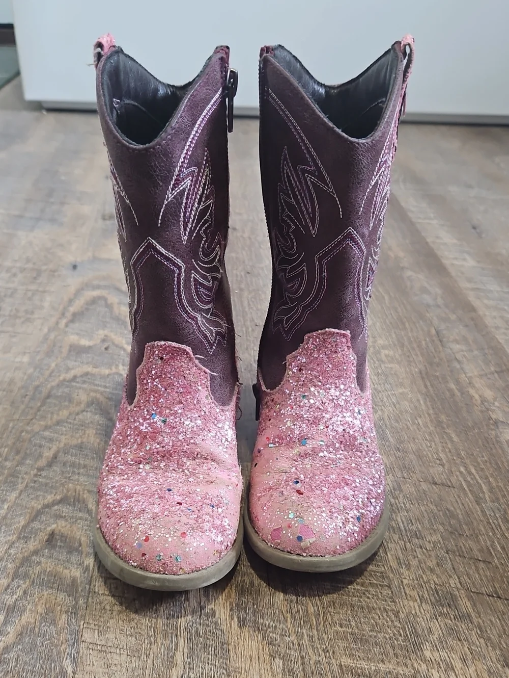 Girls Pink Glitter Cowboy Boots